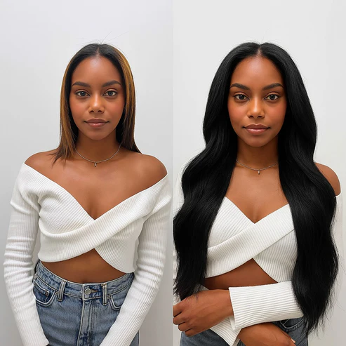 Extensions Adhésives Cheveux Naturels – Natural Black (#NB) – 20 Bandes