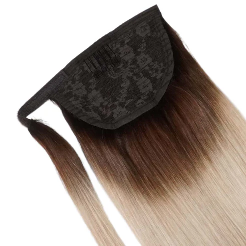 Ponytail Cheveux Naturels – Rooted Blonde (#T2/60A) – 120g