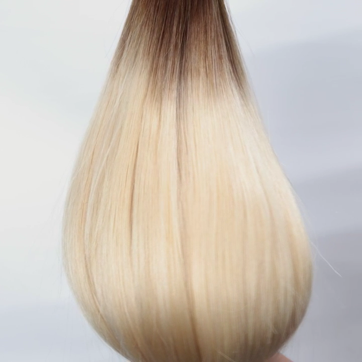 Extensions Adhésives Cheveux Naturels – Rooted Blonde (#T4/60) – 20 Bandes