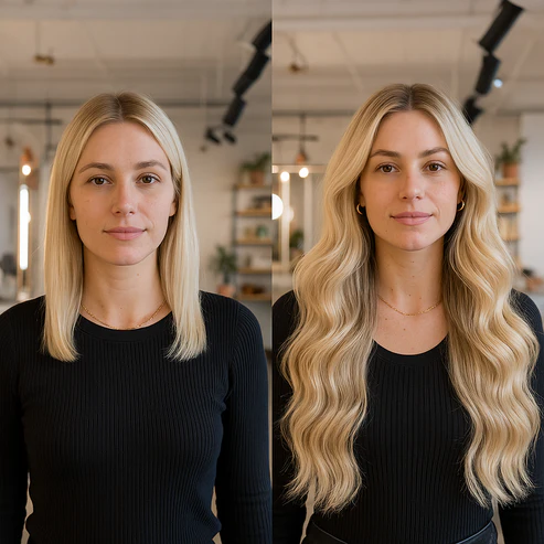 Extensions Adhésives Cheveux Naturels – Platinum Blonde (#60) – 20 Bandes