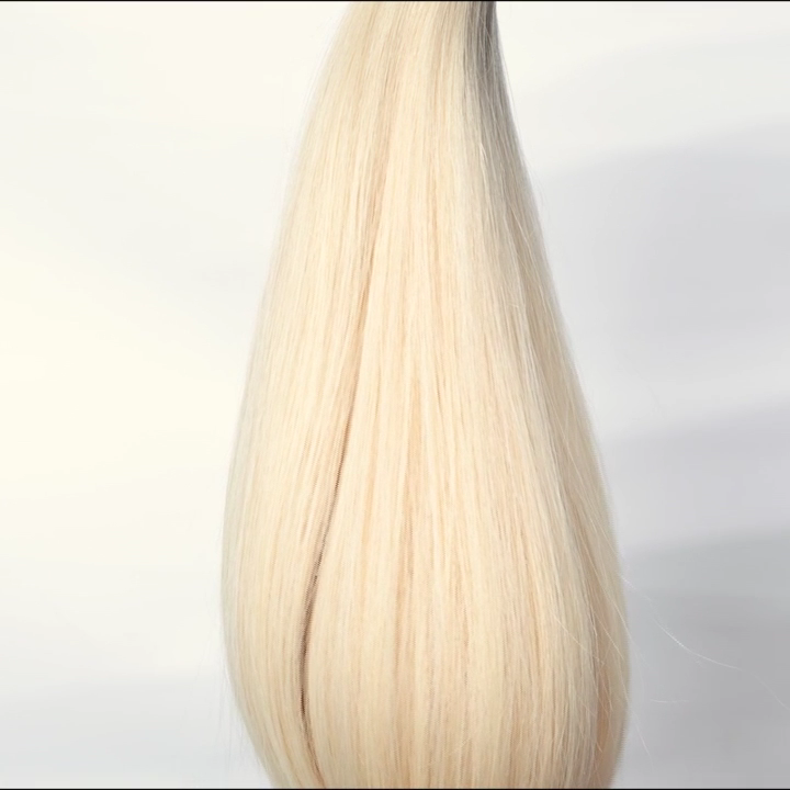 Extensions Adhésives Cheveux Naturels – Platinum Blonde (#60) – 20 Bandes