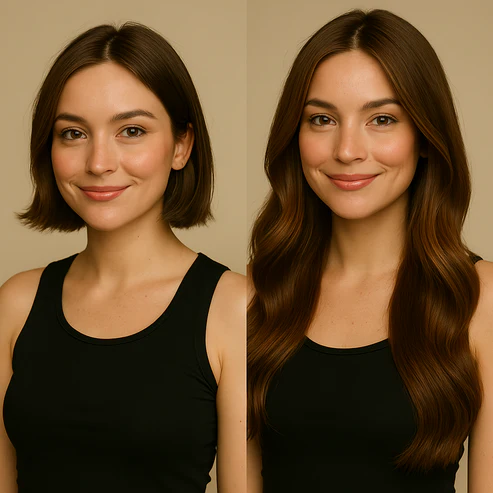 Extensions Adhésives Cheveux Naturels – Medium Brown (#4) – 20 Bandes
