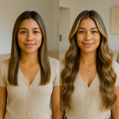 Extensions Adhésives Cheveux Naturels – Mocha Blonde (#5) – 20 Bandes