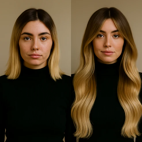 Extensions Adhésives Cheveux Naturels – Rooted Blonde (#T4/60) – 20 Bandes